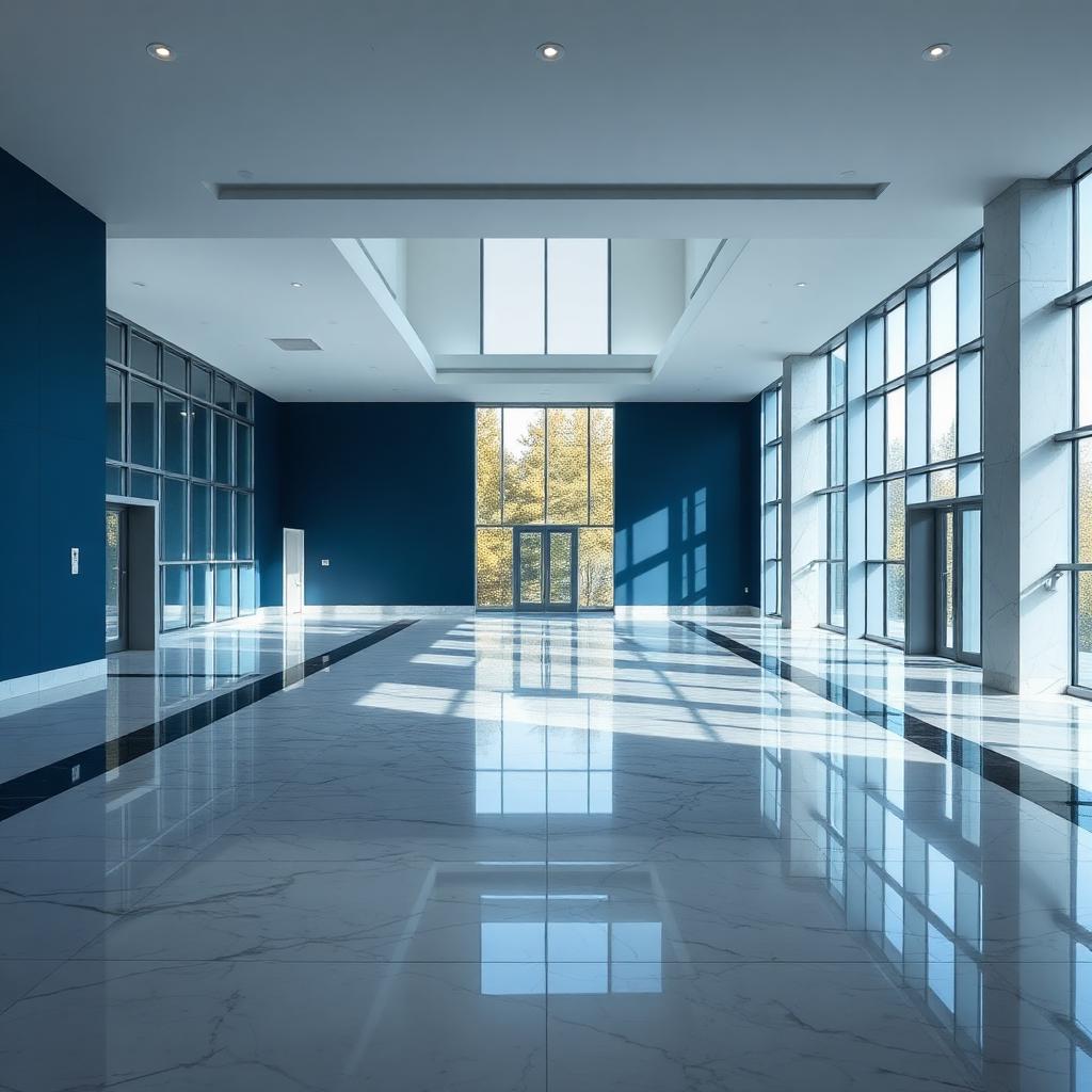 Pristine commercial lobby cleaned by Sunway