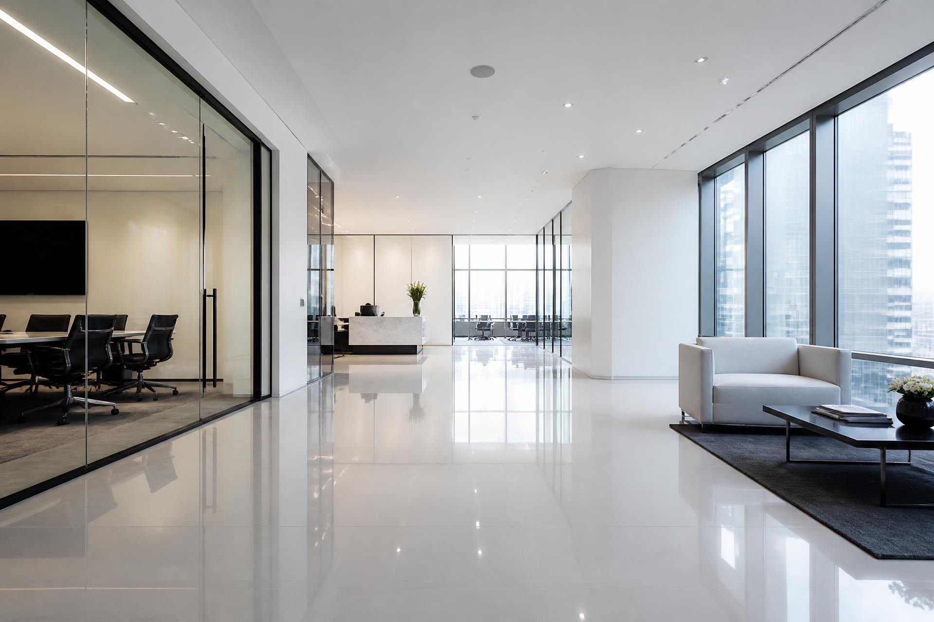 Pristine modern corporate office interior cleaned by Sunway Cleaning Company LLC in Omaha